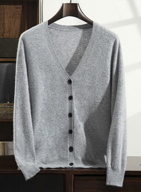 徕倩V领羊绒秋冬新款男士针织开衫中年商务休闲单排扣 BM KT6187