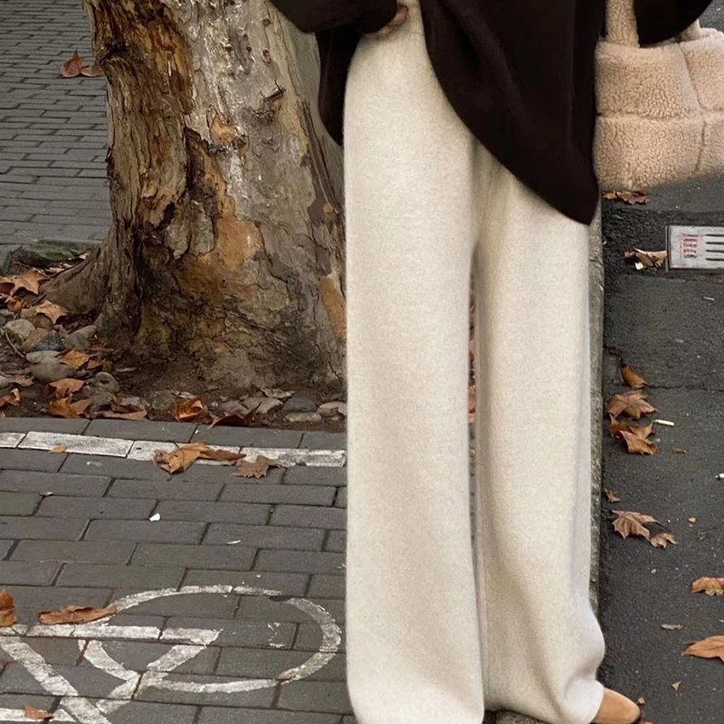 羊毛阔腿裤秋冬加厚垂感直筒拖地长裤休闲羊绒针织裤子CW PT6531,女装/女士精品,休闲裤,淘宝优惠券,粉丝福利购,淘宝优惠卷