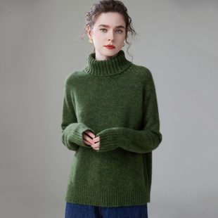 KT6203 高翻领花纱加厚女士套头山羊绒毛衣BM 徕倩秋冬新款 韩版