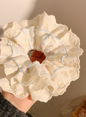 法式甜美碎花蕾丝双层大肠发圈女高级感温柔头饰发绳扎头发超大