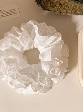 法式复古白色蕾丝大肠发圈女高级感气质头绳扎头发超仙丸子头发饰