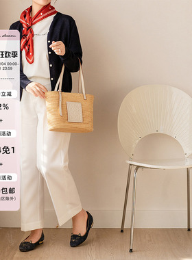 apipedream如一梦 TR白色宽松休闲气质百搭直筒九分裤/云边来信