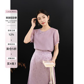 女夏 apipedream如一梦 芳晨紫雾 气质新中式 衬衫 紫色斜襟短袖 小衫