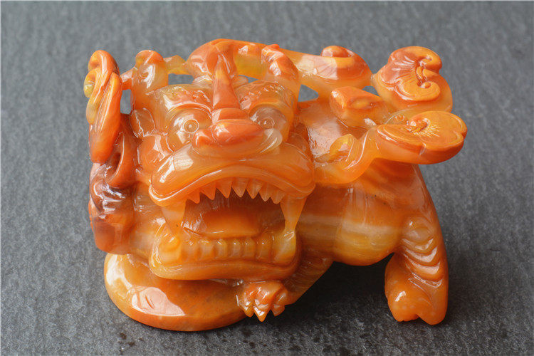 云南天然玉石黄龙玉霸王貔貅摆件手把玩件大号手工雕刻带证书收藏