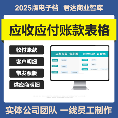 2025新应收应付账款带发票管理Excel表格客户供应商往来对账明细