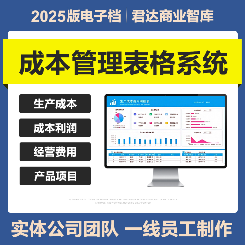 2025新生产成本管理excel表格产品经营成本核算分析财务利润系统
