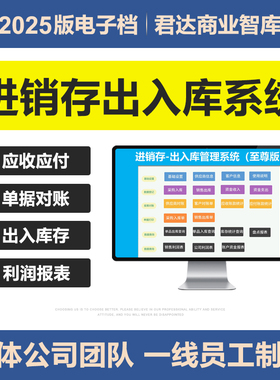 2025新进销存出入库管理excel表格系统仓库存收付利润应收付报表