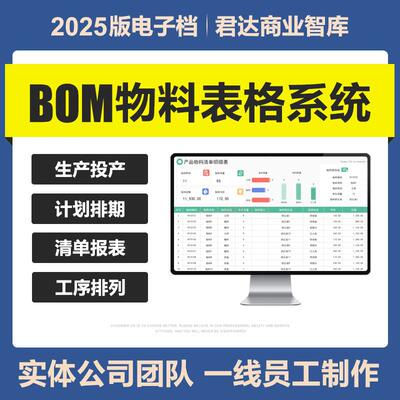 2025年BOM物料清单excel表格系统材料投产生产计划排期表物料明细
