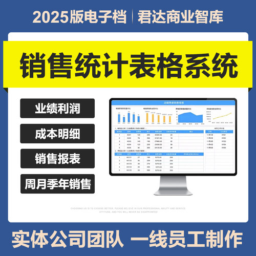2025销售数据明细登记录统计分析excel表格系统店铺业绩对比图表