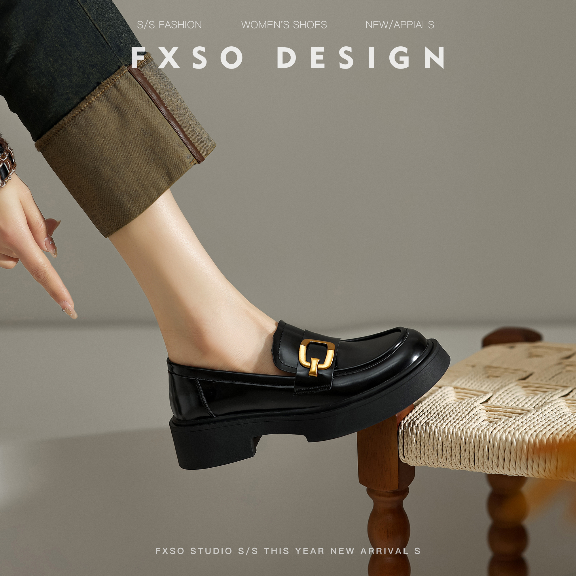 FXSO方巷真皮乐福鞋女2025年秋季新厚底英伦风小皮鞋中粗跟JK单鞋