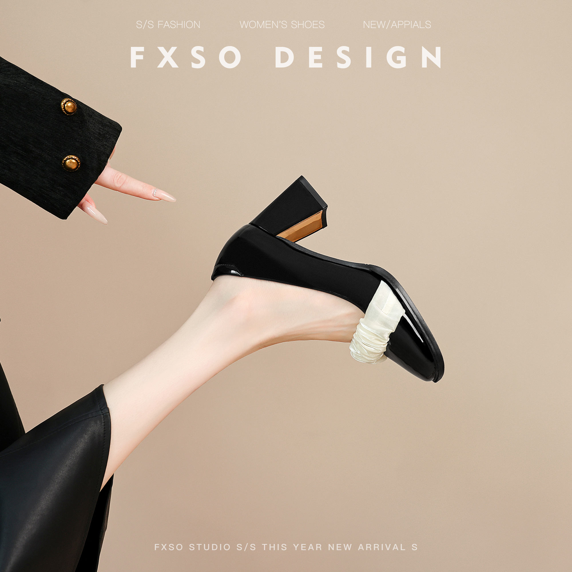 方巷大叔方头单鞋法式玛丽珍鞋