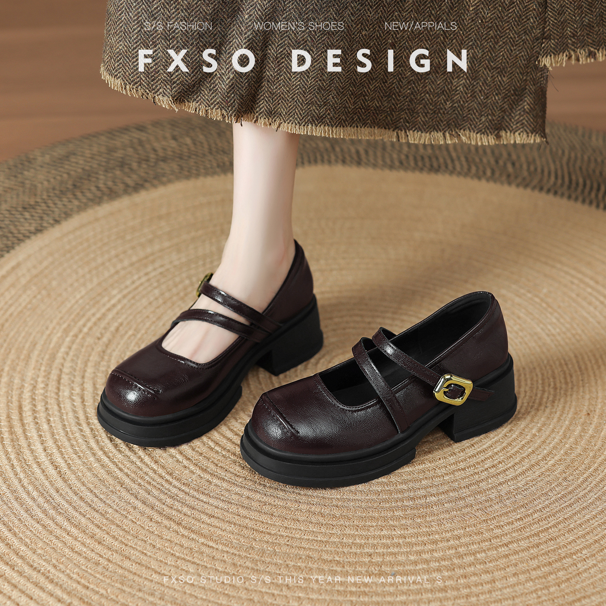 真皮2025新款夏季厚底玛丽珍女鞋