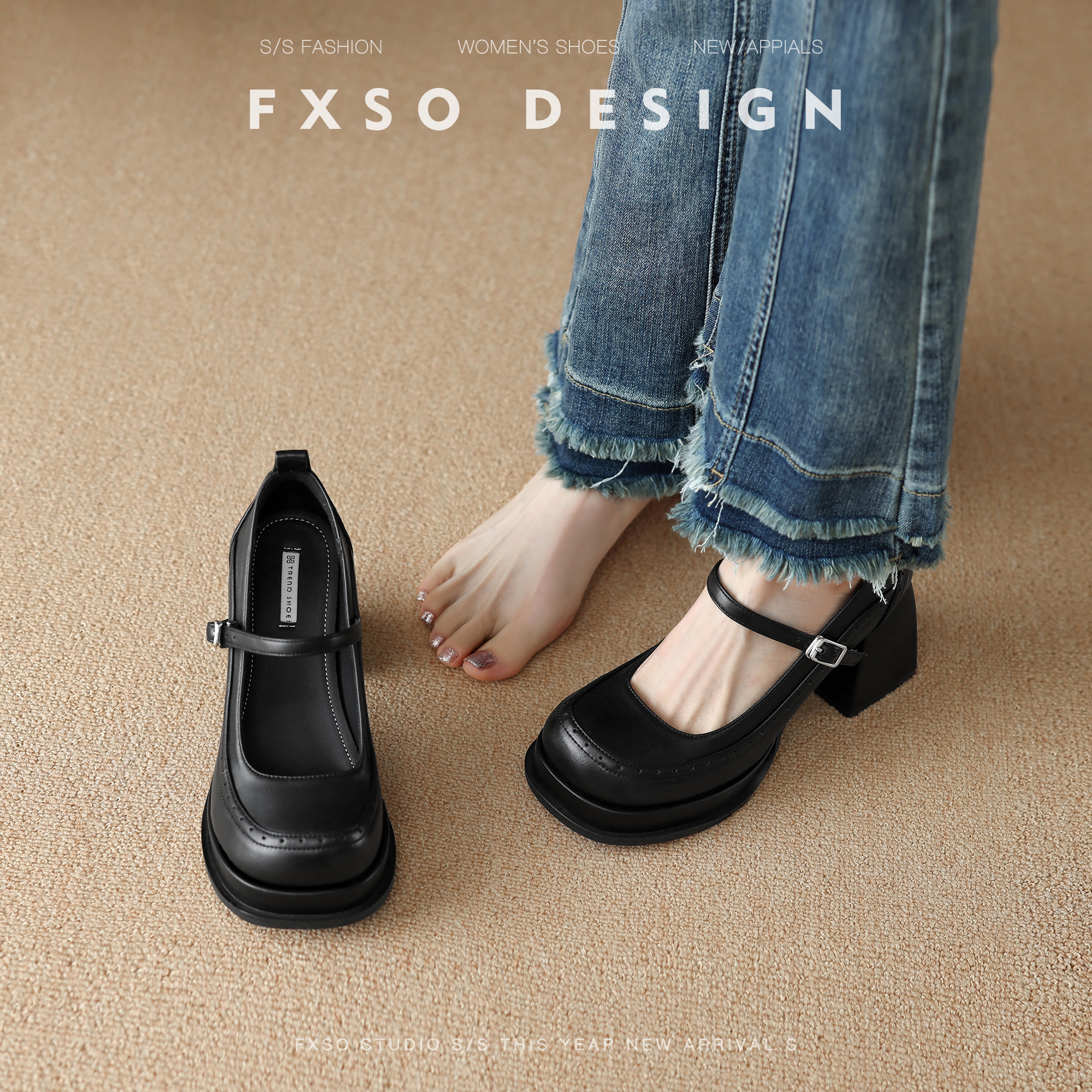 FXSO/方巷增高复古玛丽珍高跟鞋