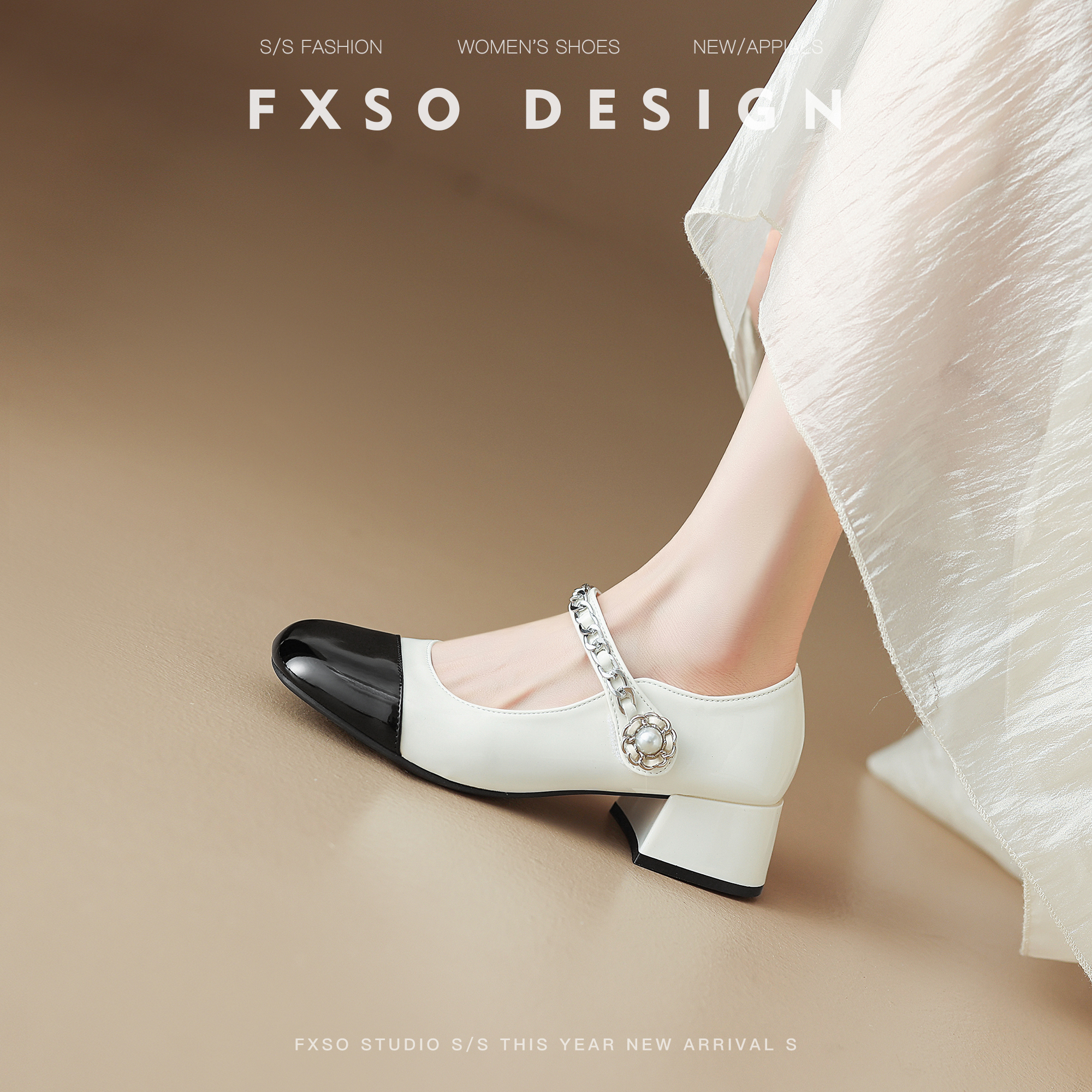 羊皮版！拼色玛丽珍鞋小香风单鞋