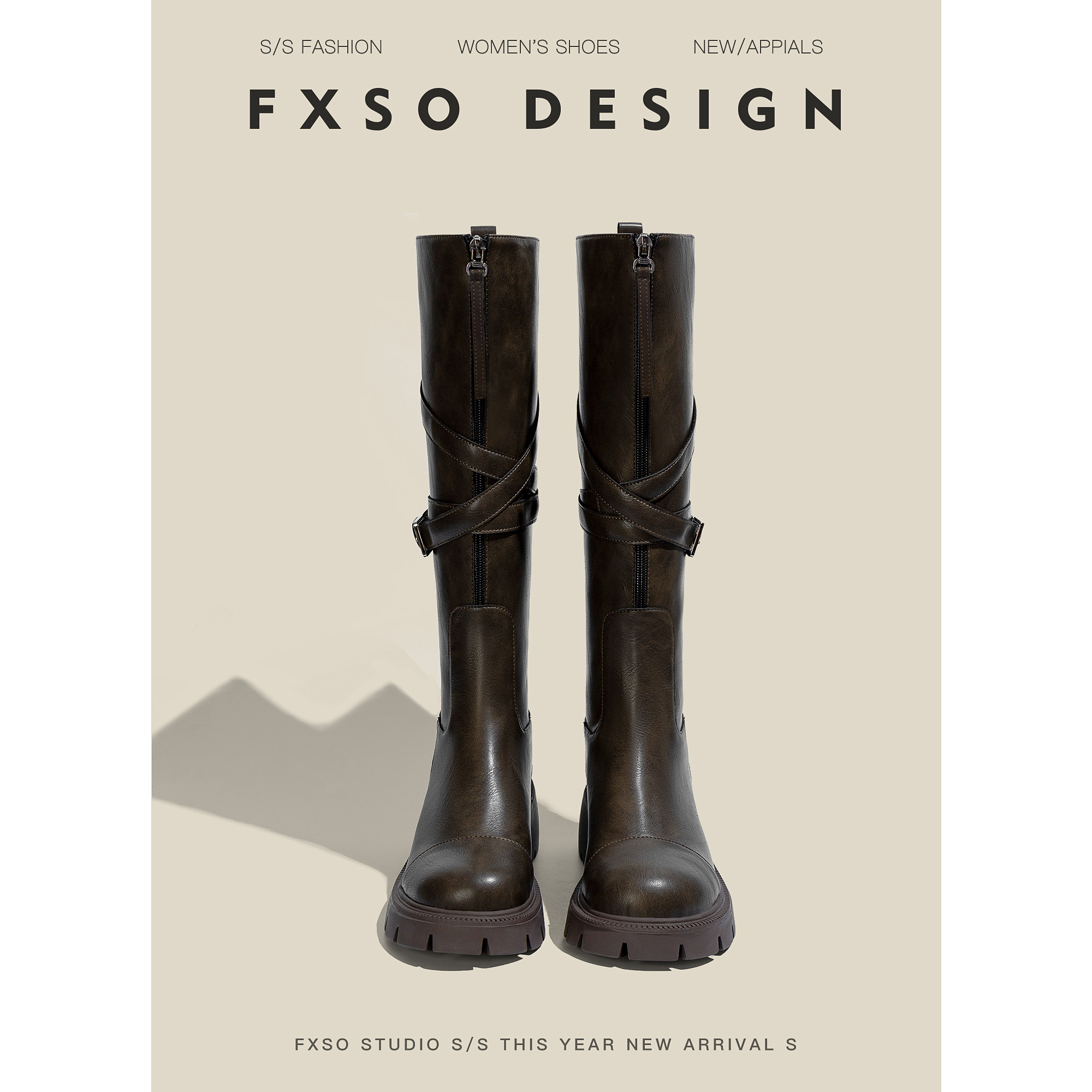 FXSO方巷美德拉复古风时装长靴女