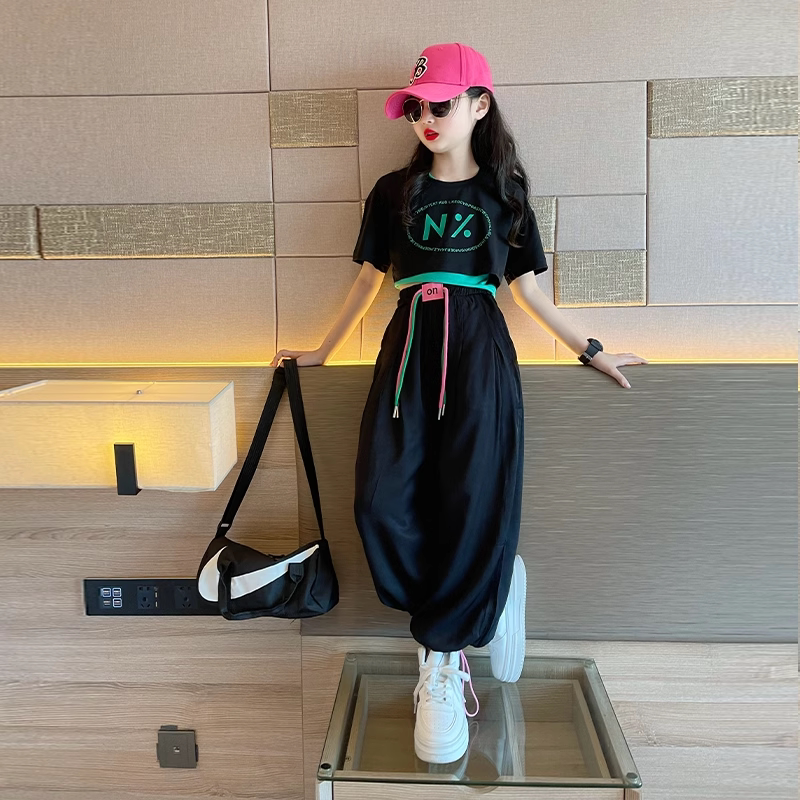 女童夏季多巴胺嘻哈街舞三件套图片