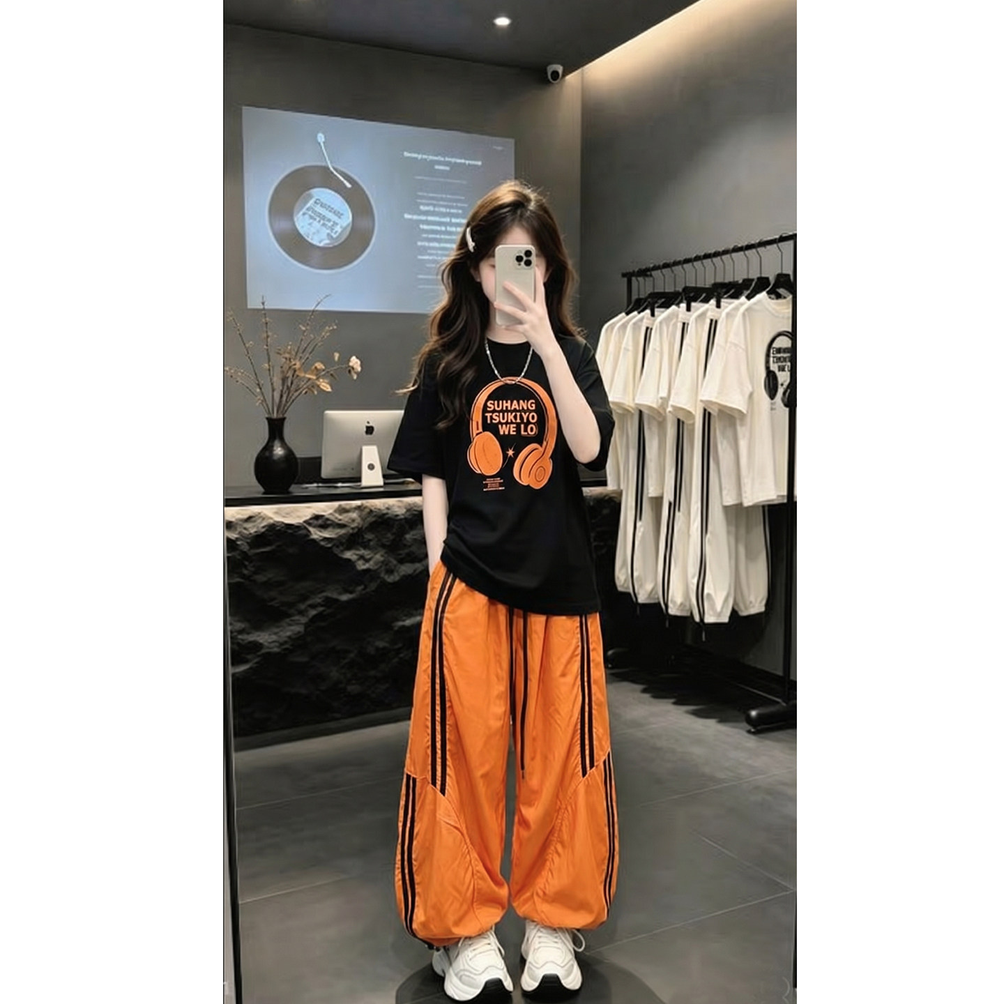 女童夏薄款运动短袖阔腿裤套装图片