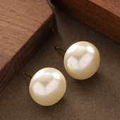 fever同款 施家高亮馒头珍珠耳钉耳环网红时尚 气质感银针耳饰