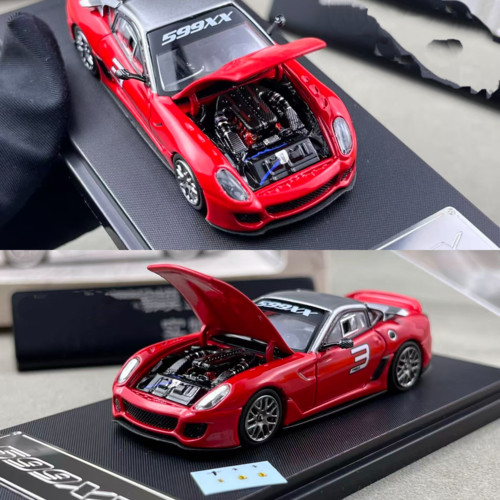限量版 法拉利599XX 红色跃马 RM犀牛 1:64 开盖合金汽车模型摆件