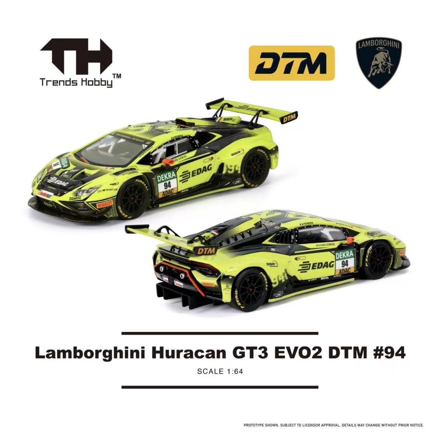 TH 1:64 兰博基尼Huracan GT3 EVO2 DTM赛车 开盖版 合金汽车模型