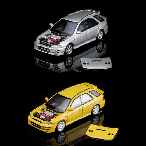 MH 1:64 斯巴鲁翼豹1代 瓦罐Wagon WRX STi GF8 合金开盖汽车模型