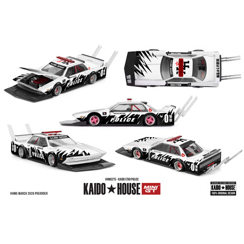 Kaido MINIGT 1:64 暴走族STAR V1 街道爆改警车涂装合金开盖车模