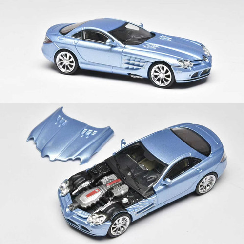 SH 1:64 梅赛德斯 奔驰 SLR McLaren迈凯伦 冰蓝合金开盖汽车模型