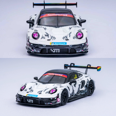 保时捷911 GT3 R 白雪怪 Elowen Art 1:64 合金汽车模型收藏限量