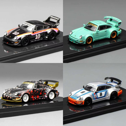 保时捷RWB 964 宽体改装 马天尼/樱花 MH 1:64 合金汽车模型收藏