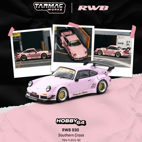 TW 1:64 保时捷 930 RWB  Southern Cross 合金汽车模型收藏粉色