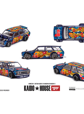 KAIDO MINIGT 1:64 达特桑510 Wagon瓦罐 街道V1合金开盖汽车模型