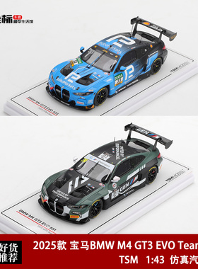 宝马M4 GT3 EVO 房车大师赛冠军 WRT铃鹿 TSM 1:43 树脂汽车模型