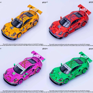 Elowen Art 1:64 保时捷911 GT3 绿/粉恐龙 仿真合金汽车模型收藏