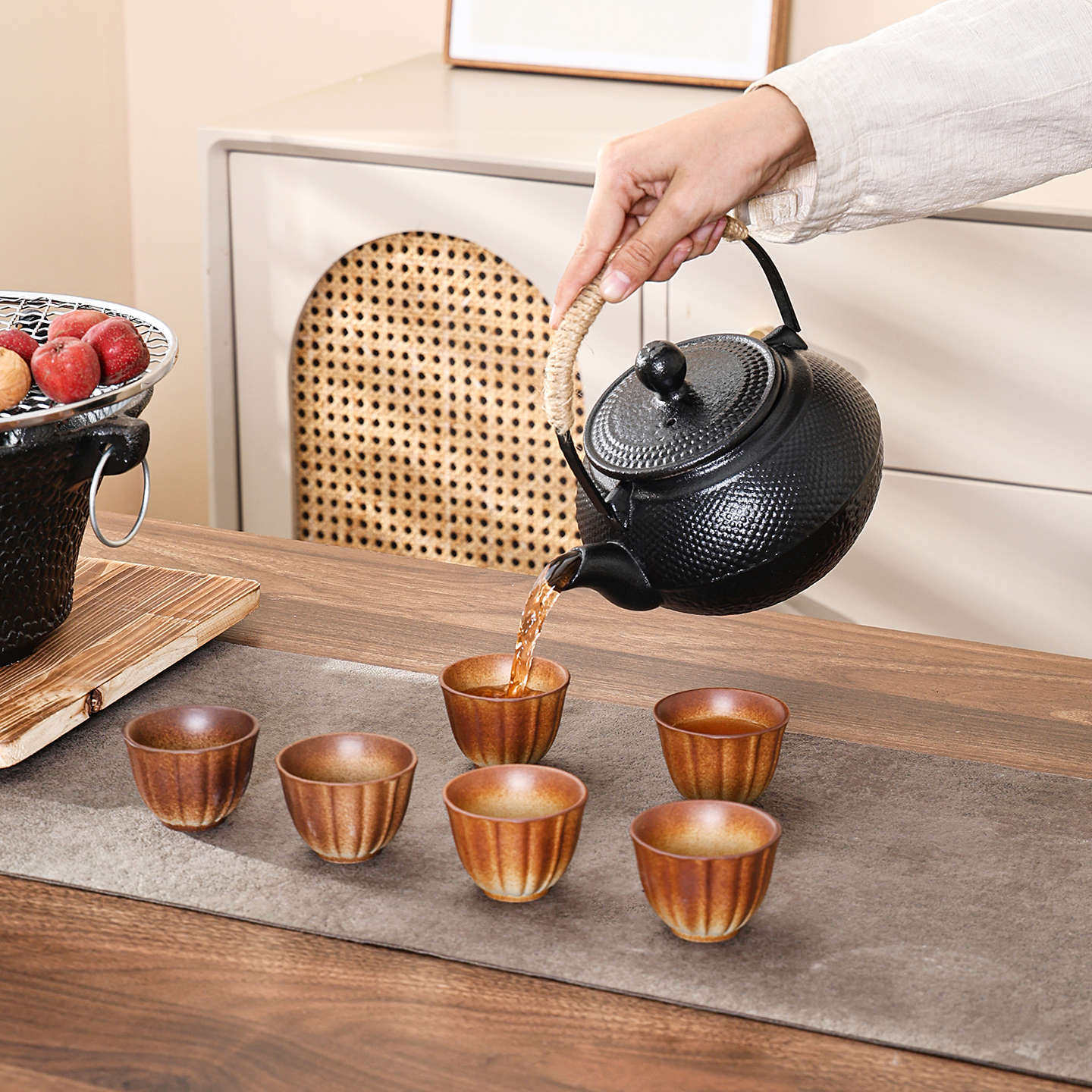 批发一件代发围炉煮茶壶泡茶壶黑色锤纹壶煮水壶壶大容量提梁壶,餐饮具,茶壶,淘宝优惠券,粉丝福利购,淘宝优惠卷