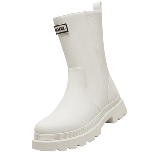 骆驼户外长筒靴红色春季新款时尚复古女士防滑运动徒步雨靴女款