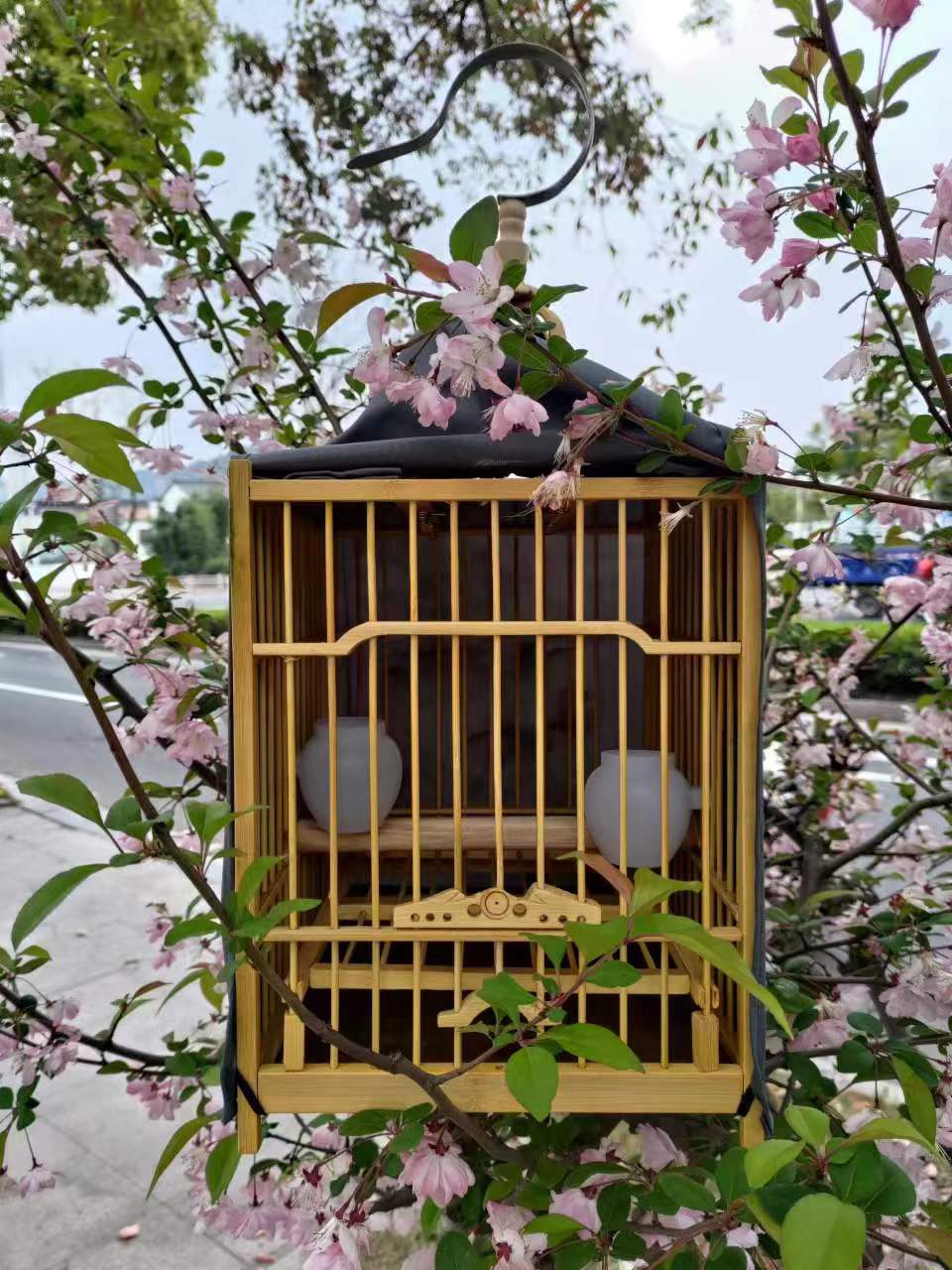 包邮鸟笼子木竹金属洗澡画眉八哥鹩哥相思鸟方笼鸟窝全套竹笼子