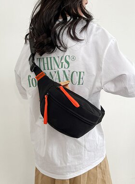 2025冬季新款胸包均码男女通用情侣小背包旅行运动包橙色牛仔布