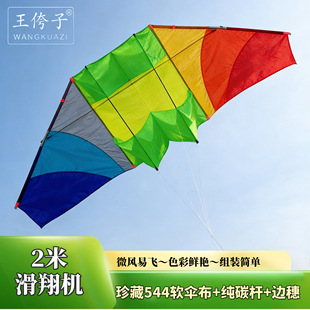 潍坊王侉子风筝 2米珍藏版544软伞布滑翔机 易飞 质量好
