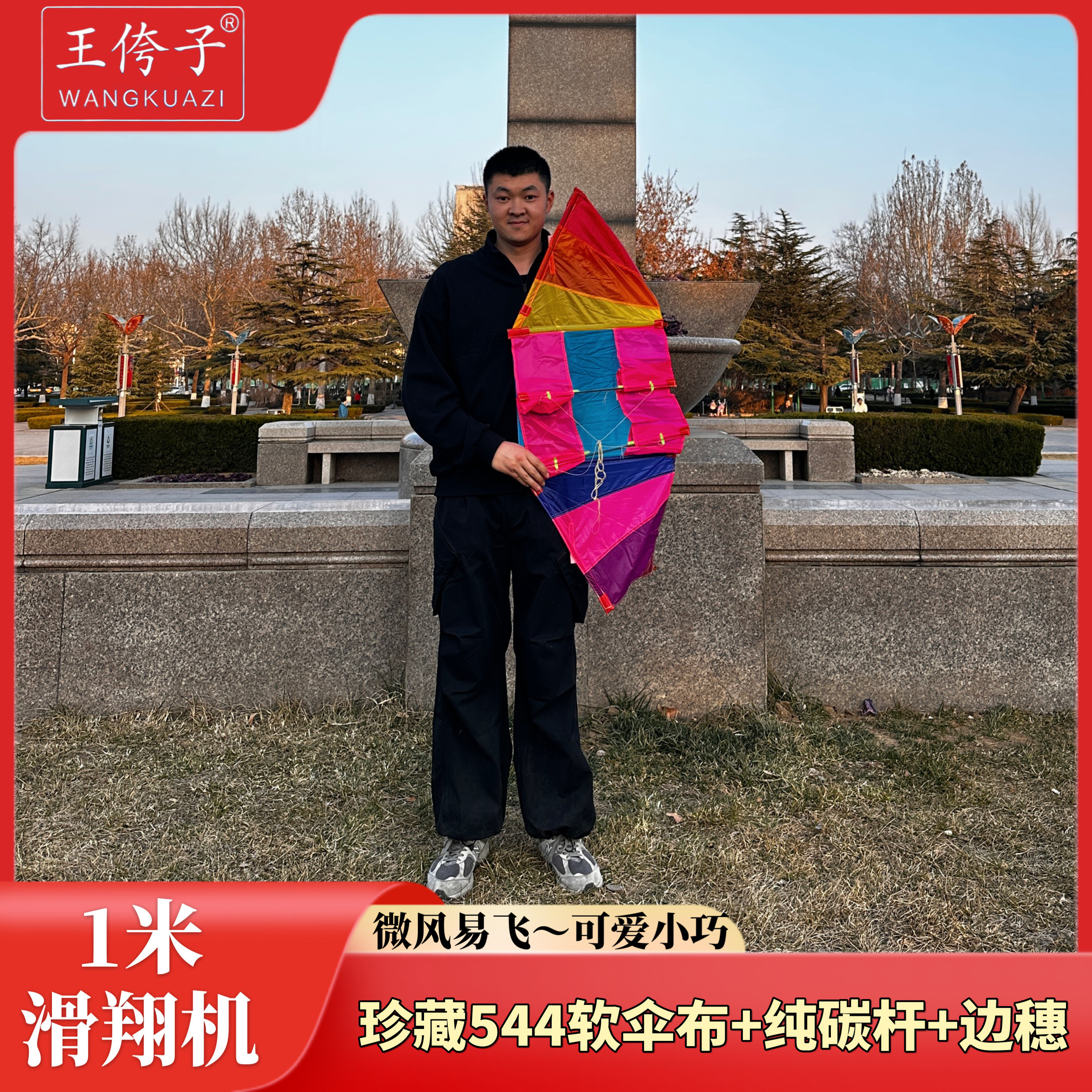潍坊王侉子风筝 1米珍藏版544软伞布滑翔机  易飞 质量好图片