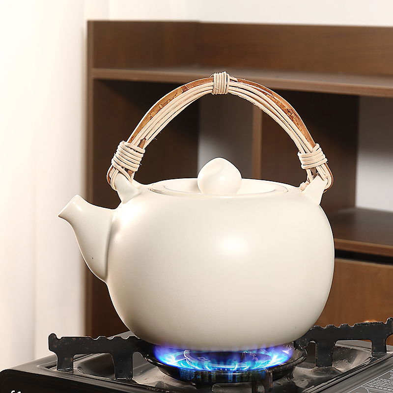 大容量陶瓷烧水壶苏打釉煮茶壶藤编提梁壶明火电陶炉煮茶器养生壶