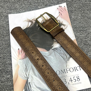 潮流新款美式复古y2k腰带女民族风皮带百搭高级感棕色配牛仔裤带