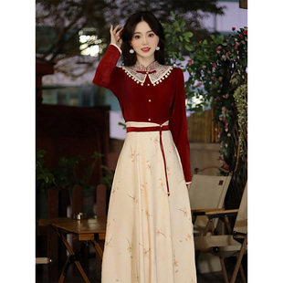 瑶西【红妆映雪】红色国风汉服秋冬古风新中式日常裙子爆款女装