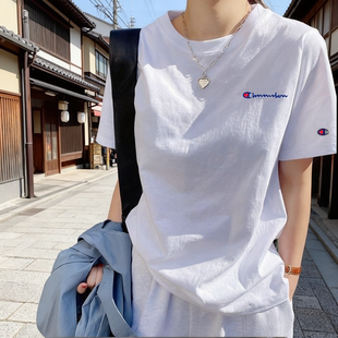 T恤女休闲宽松纯棉半袖 短袖 简约潮牌情侣打底上衣 夏季 冠军基础款