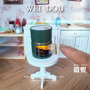 珍家电食玩拍摄道具 娃屋迷你空气炸锅模型bjd微缩烤箱玩具12分袖