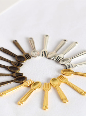 迷你餐厅食玩配件12分厨房微缩叉勺餐具餐勺dollhouse娃娃屋道具