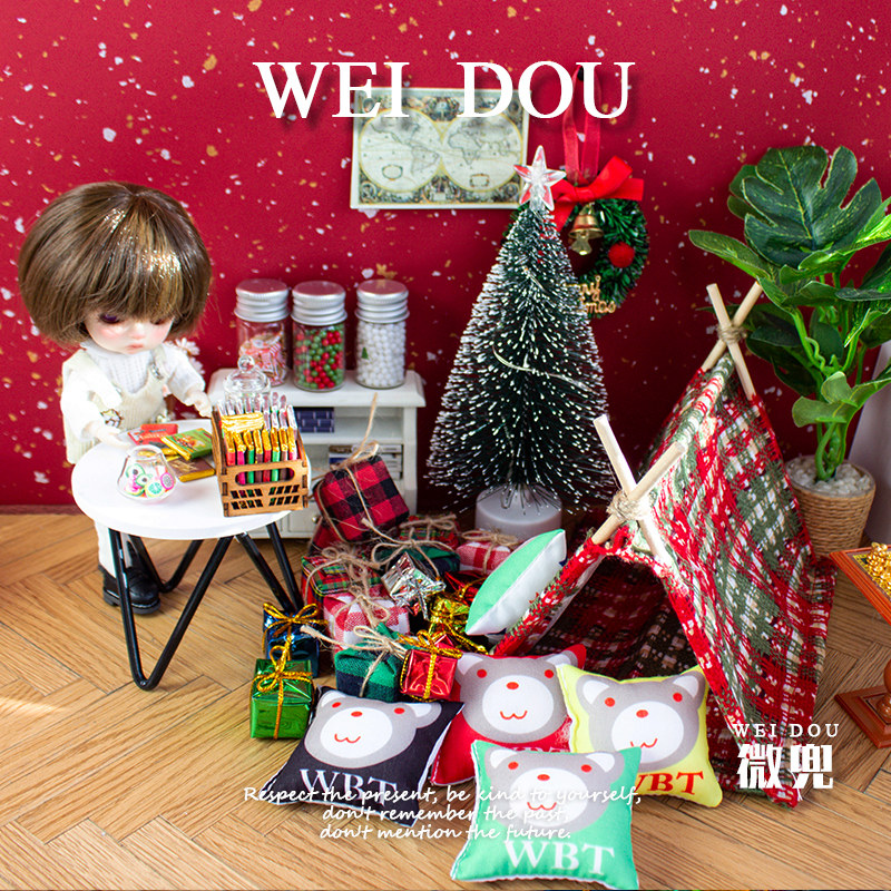 迷你娃屋圣诞树配件ob11微缩场景帐篷bjd节日装饰礼盒blythe拍摄,玩具/童车/益智/积木/模型,家居/生活场景,淘宝优惠券,粉丝福利购,淘宝优惠卷