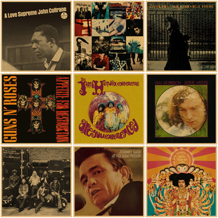 欧美经典 饰画 摇滚乐队专辑封面海报金属唱片牛皮纸卧室房间墙面装