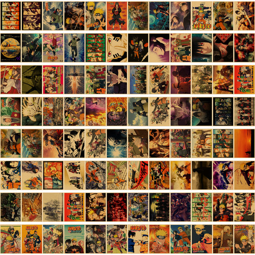 日本经典动漫海报复古牛皮纸画卧室房间墙贴画布置装饰画拍摄背景