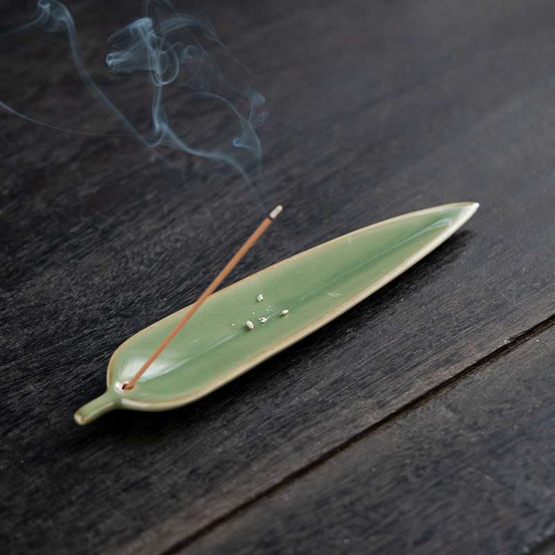 青瓷竹绿手作陶瓷竹叶香插线香炉香板日式熏香道具香托盒随身便携,餐饮具,茶道/香炉,淘宝优惠券,粉丝福利购,淘宝优惠卷