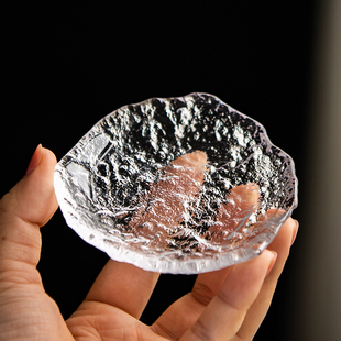 初雪杯垫功夫茶具配件创意日本茶道茶托茶杯底座玻璃冰晶纹理